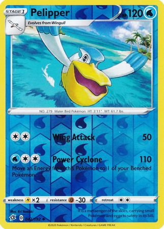 Pokemon Single Card - Rebel Clash 042/192 Pelipper Reverse Holo Uncommon Pack Fresh