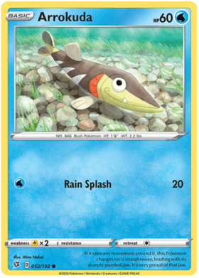 Pokemon Single Card - Rebel Clash 052/192 Arrokuda Common Pack Fresh