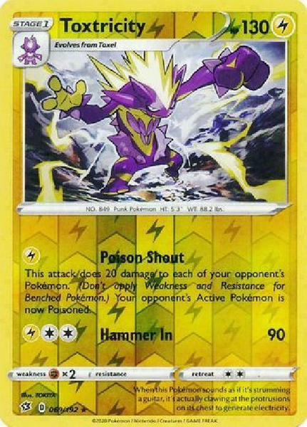 Pokemon Single Card - Rebel Clash 069/192 Toxtricity Reverse Holo Rare Pack Fresh