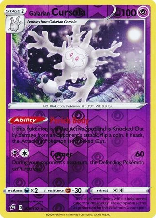 Pokemon Single Card - Rebel Clash 079/192 Galarian Cursola Reverse Holo Rare Pack Fresh