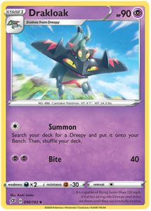 Pokemon Single Card - Rebel Clash 090/192 Drakloak Uncommon Pack Fresh