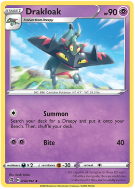 Pokemon Single Card - Rebel Clash 090/192 Drakloak Uncommon Pack Fresh