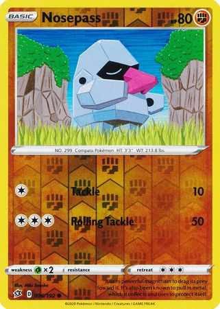 Pokemon Single Card - Rebel Clash 096/192 Nosepass Reverse Holo Common Pack Fresh