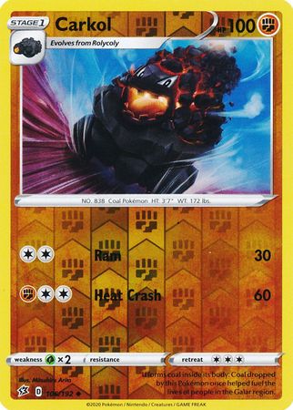 Pokemon Single Card - Rebel Clash 106/192 Carkol Reverse Holo Uncommon Pack Fresh