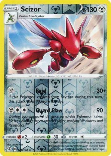 Pokemon Single Card - Rebel Clash 128/192 Scizor Reverse Holo Rare Pack Fresh