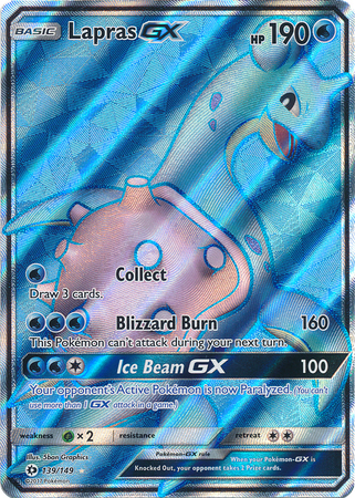 Pokemon Single Card - Sun & Moon Base Set 139/149 Lapras GX Ultra Rare Full Art Pack Fresh