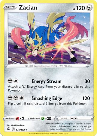 Pokemon Single Card - Rebel Clash 139/192 Zacian Rare Pack Fresh