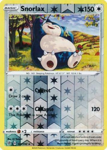 Pokemon Single Card - Rebel Clash 141/192 Snorlax Reverse Holo Rare Pack Fresh