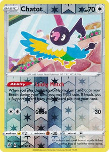 Pokemon Single Card - Rebel Clash 142/192 Chatot Reverse Holo Uncommon Pack Fresh