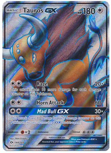 Pokemon Single Card - Sun & Moon Base Set 144/149 Tauros GX Ultra Rare Full Art Pack Fresh