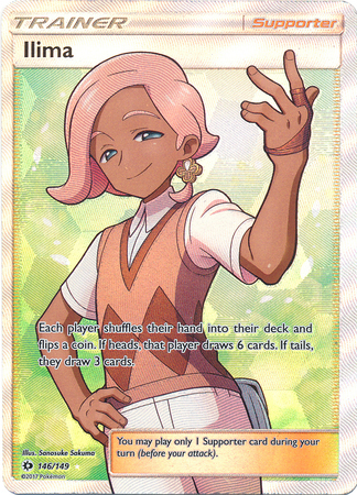 Pokemon Single Card - Sun & Moon Base Set 146/149 Ilima Ultra Rare Full Art Pack Fresh