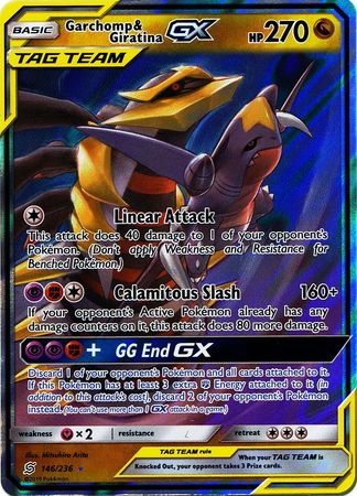 Pokemon Single Card - Unified Minds 146/236 Garchomp & Giratina GX Tag ME Collectables Pokemon Single Card - Unified Minds 146/236 Garchomp & Giratina GX Tag ME Collectables