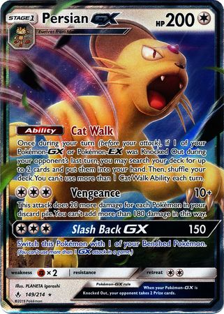 Pokemon Single Card - Unbroken Bonds 149/214 Persian GX Pack Fresh