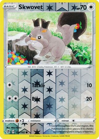 Pokemon Single Card - Rebel Clash 151/192 Skwovet Reverse Holo Common Pack Fresh