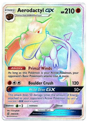 Pokemon Single Card - Unified Minds 244/236 Aerodactyl GX Secret Rare Pack Fresh