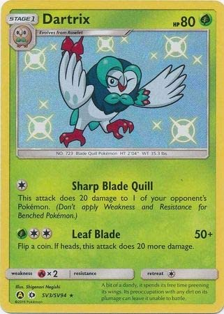 Pokemon Single Card - Hidden Fates Shiny Vault Subset SV03/SV94 Dartrix Shiny Rare Pack Fresh