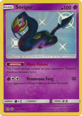 Pokemon Single Card - Hidden Fates Shiny Vault Subset SV15/SV94 Seviper Shiny Rare Pack Fresh