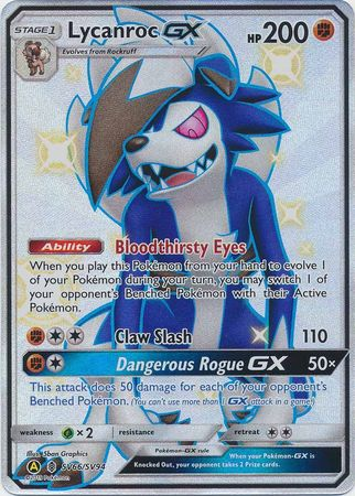 Pokemon Single Card - Hidden Fates Shiny Vault Subset SV66/SV94 Lycanroc GX Ultra Rare Pack Fresh