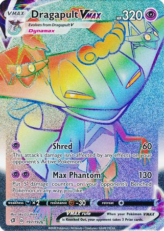 Pokemon Single Card - Rebel Clash 197/192 Dragapult Vmax Rainbow Secret Rare Full Art Pack Fresh