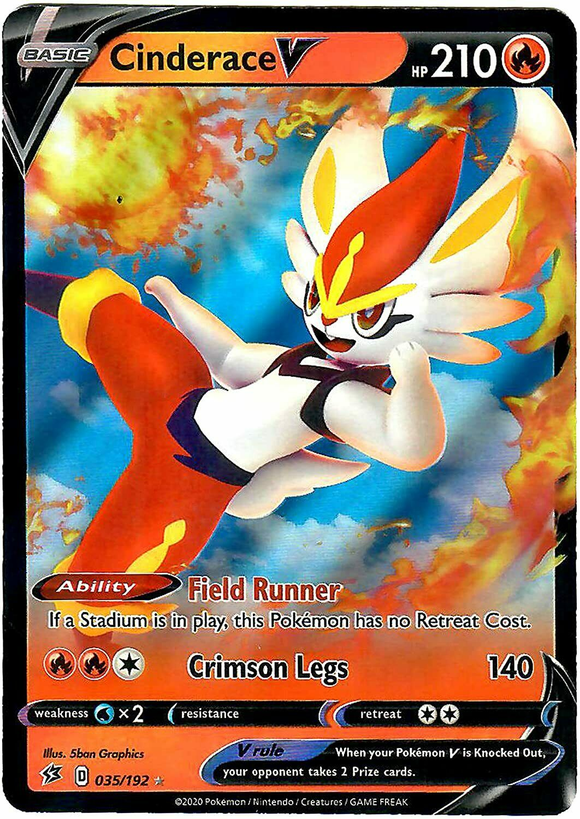 Pokemon Single Card - Rebel Clash 035/192 Cinderace V Pack Fresh