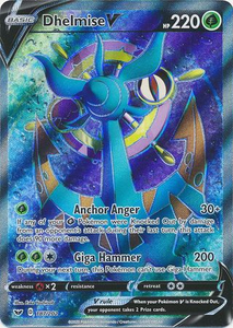 Pokemon Single Card - Sword & Shield 187/202 Dhelmise V Ultra Rare Full Art Pack Fresh