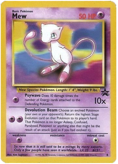 Pokemon Single Card - WOTC Promo #08 Non Holo Mew Mint Condition