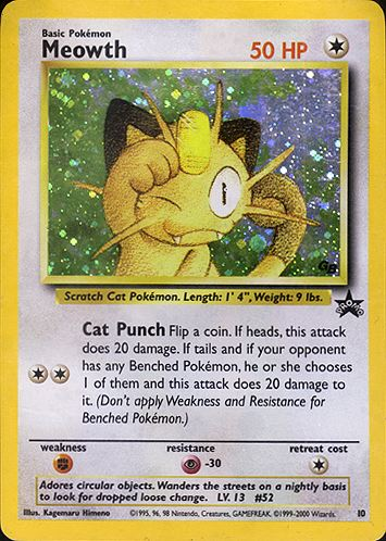 Pokemon Single Card - WOTC Promo #10 Meowth Holo Light Play