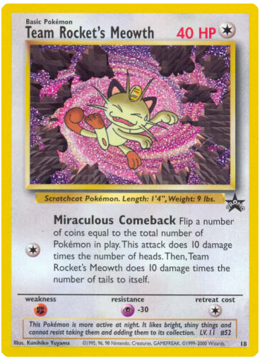 Pokemon Single Card - WOTC Promo #18 Team Rocket's Meowth Near Mint to Mint