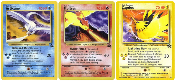 Pokemon Single Card - WOTC Promo Set of 3 #21, 22, 23 Moltres, Articuno & Zapdos Near Mint Condition
