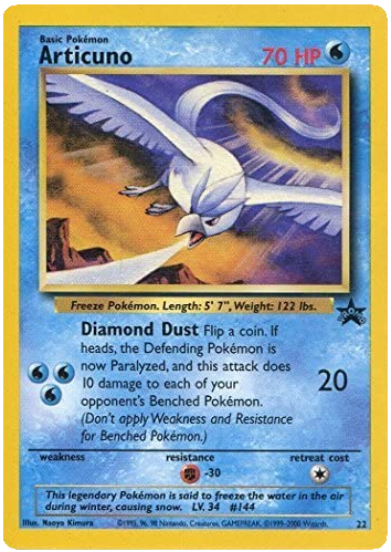 Pokemon Single Card - WOTC Promo #22 Articuno Near Mint Condition