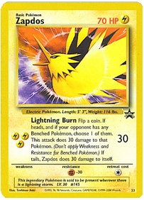 Pokemon Single Card - WOTC Promo #23 Zapdos Near Mint Condition