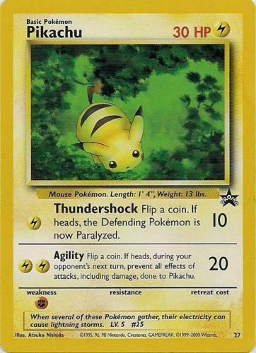 Pokemon Single Card - WOTC Promo #27 Pikachu Near Mint to Mint