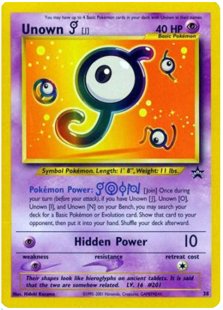 Pokemon Single Card - WOTC Promo #38 Unown [J] Near Mint to Mint