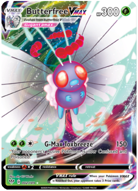 Pokemon Single Card - Darkness Ablaze 002/189 Butterfree V Max Pack Fresh
