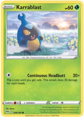 Pokemon Single Card - Darkness Ablaze 008/189 Karrablast Common Pack Fresh