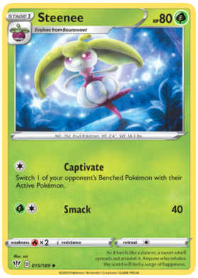 Pokemon Single Card - Darkness Ablaze 015/189 Steenee Uncommon Pack Fresh