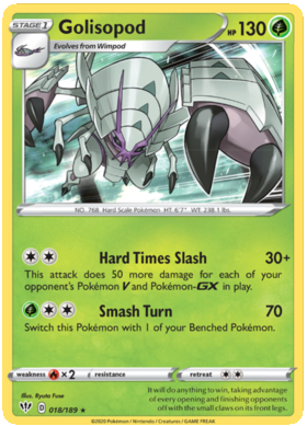 Pokemon Single Card - Darkness Ablaze 018/189 Golisopod Holo Rare Pack Fresh