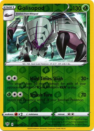 Pokemon Single Card - Darkness Ablaze 018/189 Golisopod Reverse Holo Rare Pack Fresh