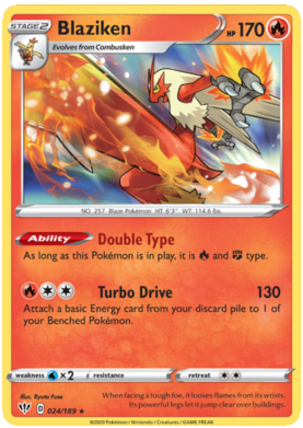 Pokemon Single Card - Darkness Ablaze 024/189 Blaziken Holo Rare Pack Fresh