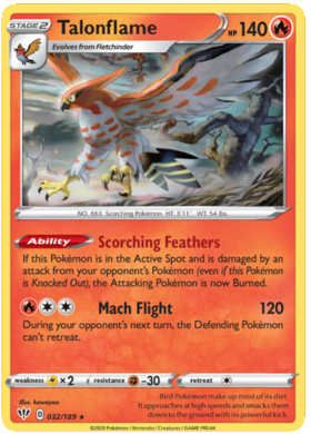 Pokemon Single Card - Darkness Ablaze 032/189 Talonflame Rare Pack Fresh