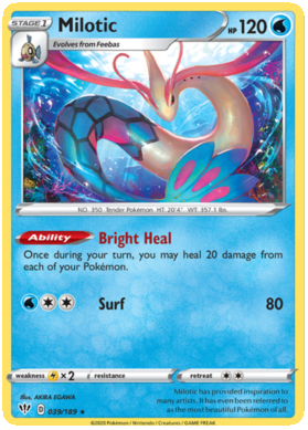 Pokemon Single Card - Darkness Ablaze 039/189 Milotic Holo Rare Pack Fresh