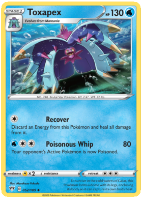Pokemon Single Card - Darkness Ablaze 052/189 Toxapex Uncommon Pack Fresh
