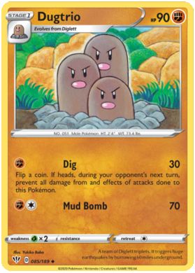 Pokemon Single Card - Darkness Ablaze 085/189 Dugtrio Uncommon Pack Fresh