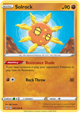 Pokemon Single Card - Darkness Ablaze 092/189 Solrock Uncommon Pack Fresh