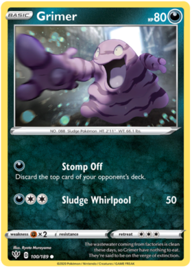 Pokemon Single Card - Darkness Ablaze 100/189 Grimer Common Pack Fresh