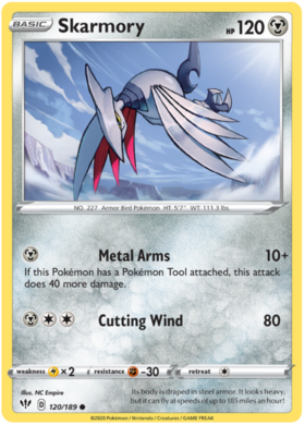 Pokemon Single Card - Darkness Ablaze 120/189 Skarmory Common Pack Fresh