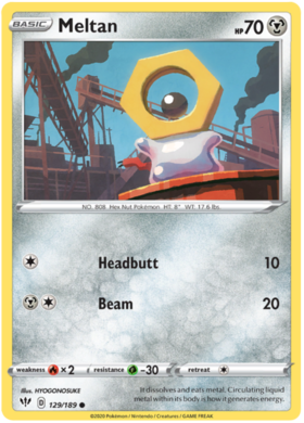 Pokemon Single Card - Darkness Ablaze 129/189 Meltan Common Pack Fresh