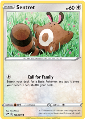 Pokemon Single Card - Darkness Ablaze 135/189 Sentret Common Pack Fresh