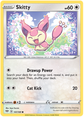 Pokemon Single Card - Darkness Ablaze 141/189 Skitty Common Pack Fresh