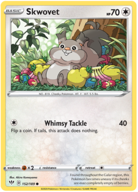 Pokemon Single Card - Darkness Ablaze 152/189 Skwovet Common Pack Fresh